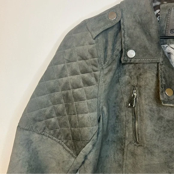 *NWT* Ci Sono by Cavalini Charcoal Gray Vegan Leather Moto Jacket, Size XL - Picture 3 of 10